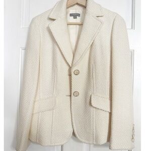 Ann Taylor Petites Ivory Tweed Blazer Sz 8